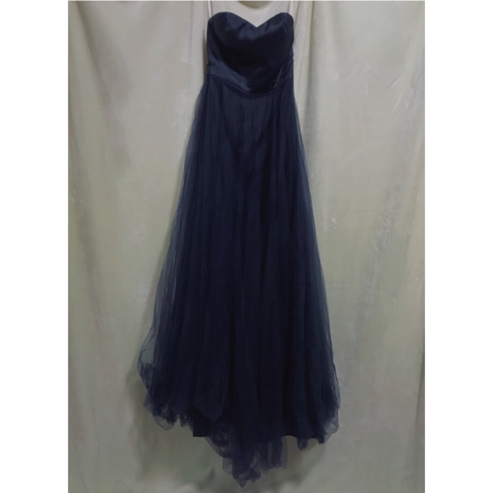 Lulu’s Midnight Blue Strapless Tulle Prom Dress